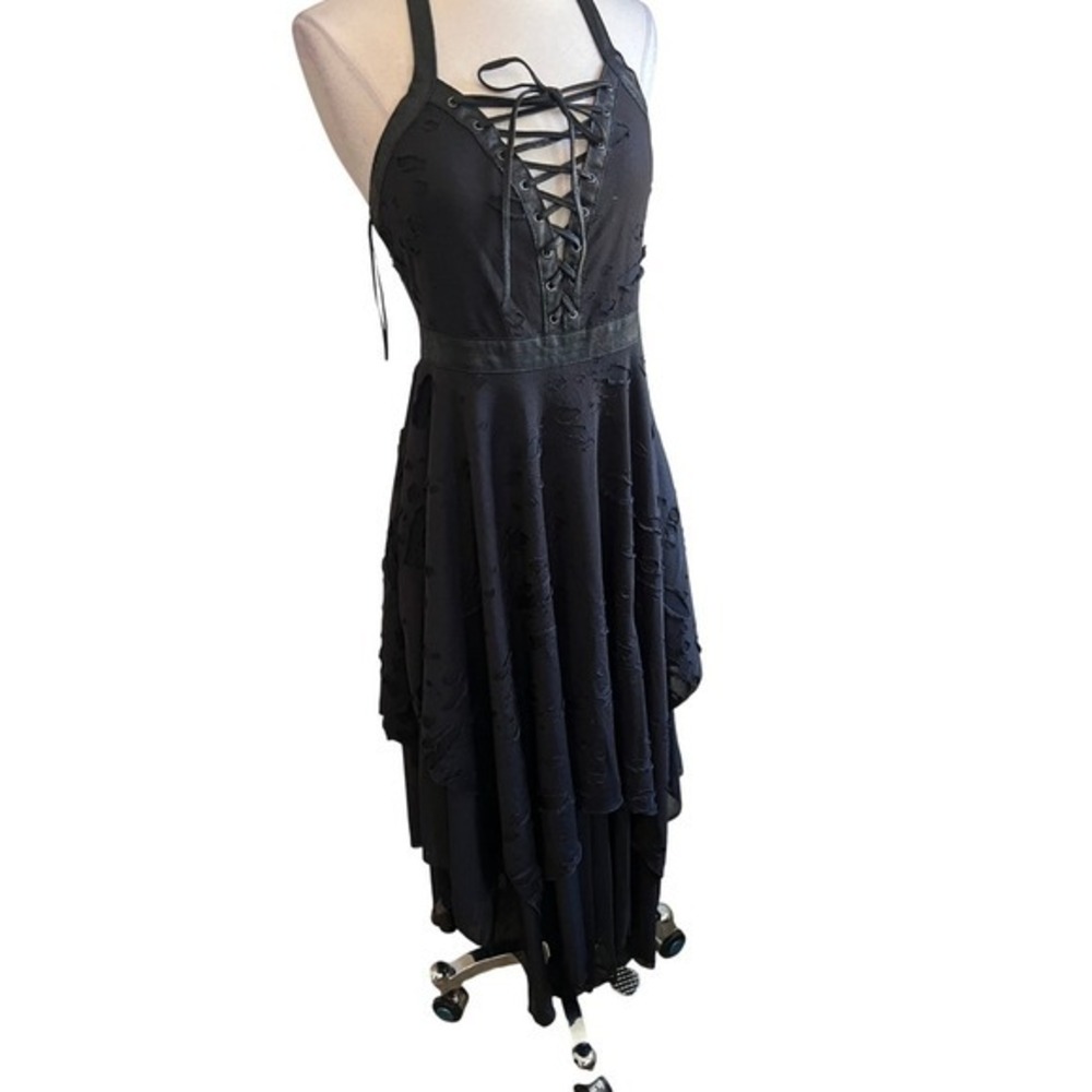 Killstar Badlands midi dress distressed mesh laceup Large - Picture 5 of 9